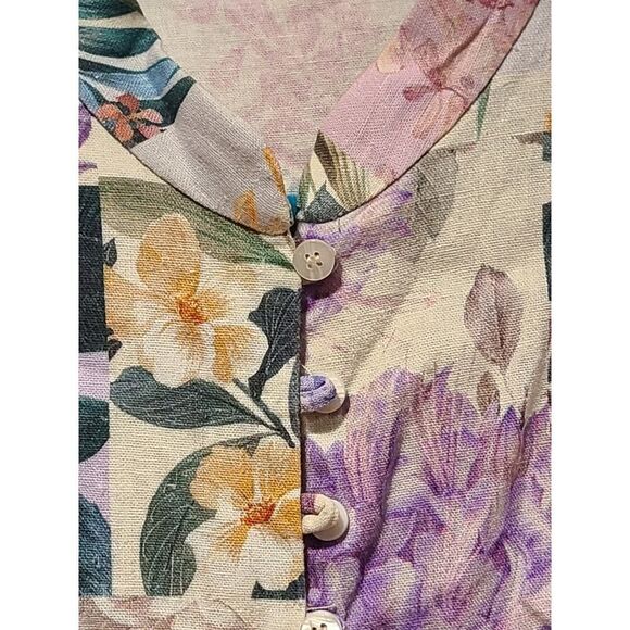 Zara Bloggers Favorite Floral Parrot Tapestry Linen Button Up Dress M *Flaw EUC - Picture 6 of 15